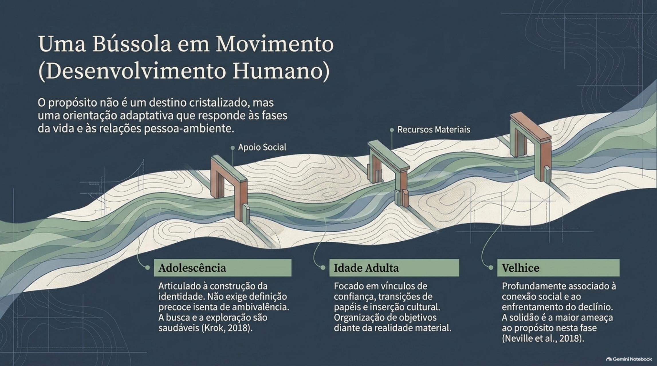 Percurso do propósito ao longo da adolescência, idade adulta e velhice.