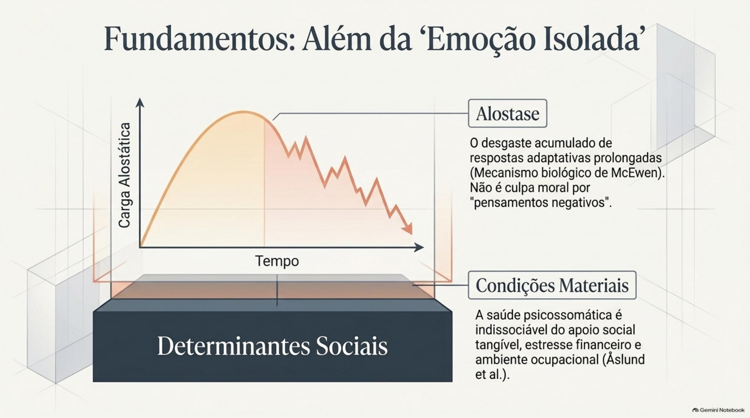 Gráfico de carga alostática ao longo do tempo apoiada sobre determinantes sociais.